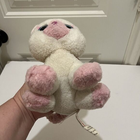 Aurora Marshmallow Cat Kitty Plush Pink Nose Ears Stuffed Animal Big Blue Eyes - Picture 7 of 9